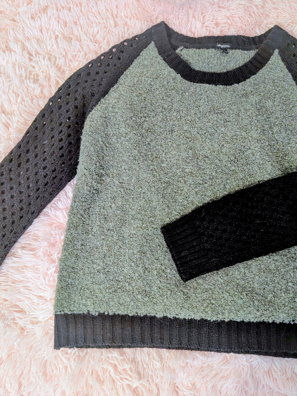 Cozy Two-Tone Olive & Charcoal Women's Sweater